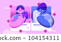 Woman and man love couple matching with online dating app in flat art character design illustration 104154311
