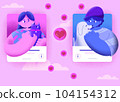 Woman and man love couple matching with online dating app in flat art character design illustration 104154312