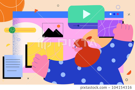Influencer content creator website internet marketing in flat art character graphic illustration Influencer content creator website internet marketing in flat art character graphic illustration 104154316