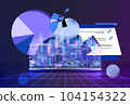 Futuristic hologram city with female character digital online marketing cyber world technology 104154322