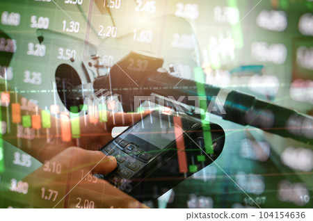 Bank pos ready to pay for a car fuel refueling Bank pos ready to pay for a car fuel refueling 104154636