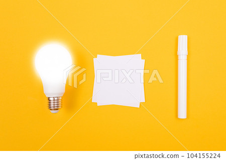 Glowing Power Saving Lamp with White Note Paper Glowing Power Saving Lamp with White Note Paper 104155224