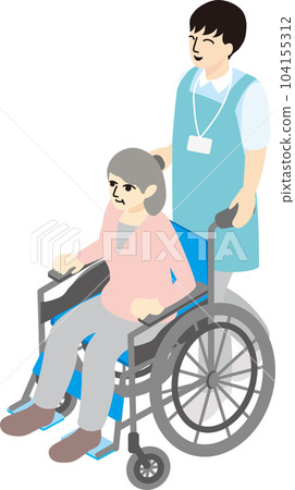 Isometric bird's eye view person female senior... - Stock Illustration ...