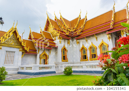 Golden pagoda of marble busshist temple sightseeing in Bangkok city travel Golden pagoda of marble busshist temple sightseeing in Bangkok city travel 104155341