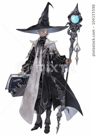 Illustration of a full-length standing picture of a fantasy male character 104155598