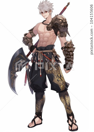 Illustration of a full-length standing picture of a fantasy male character 104155606