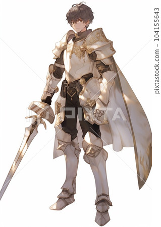 Illustration of a full-length standing picture of a fantasy male character 104155643
