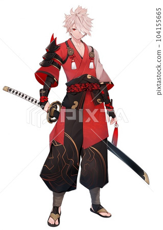 Illustration of a full-length standing picture of a fantasy male character 104155665