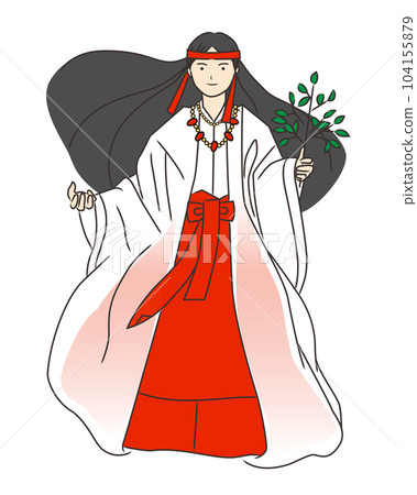 卑彌子麵向前方,手裡握著坂木 卑彌子麵向前方,手裡握著坂木 104155879