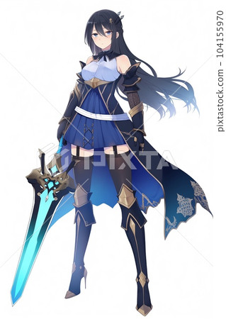 幻想女性角色全身站立圖片插畫 104155970