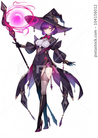 Full body standing picture illustration of fantasy female character 104156012