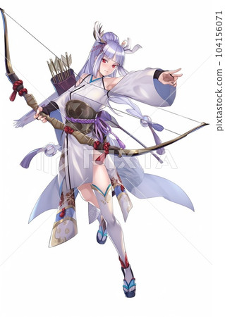 Full body standing picture illustration of fantasy female character 104156071