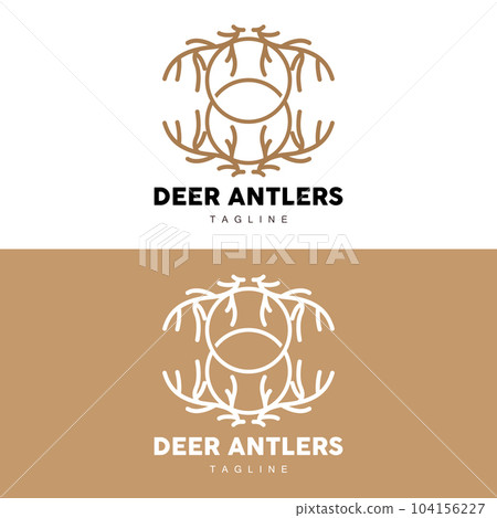 Deer Horn Logo, Animal Vector, Minimalist Simple Design, Illustration Symbol Icon 104156227