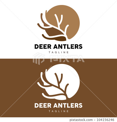 Deer Horn Logo, Animal Vector, Minimalist Simple Design, Illustration Symbol Icon 104156246