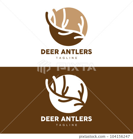 Deer Horn Logo, Animal Vector, Minimalist Simple Design, Illustration Symbol Icon 104156247