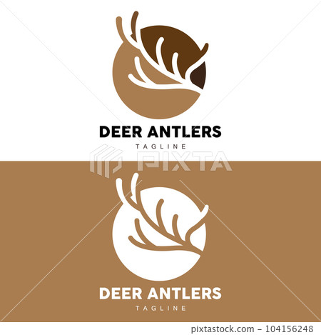 Deer Horn Logo, Animal Vector, Minimalist Simple Design, Illustration Symbol Icon 104156248
