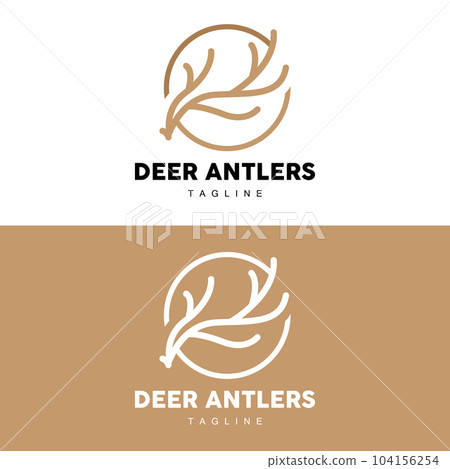 Deer Horn Logo, Animal Vector, Minimalist Simple Design, Illustration Symbol Icon 104156254