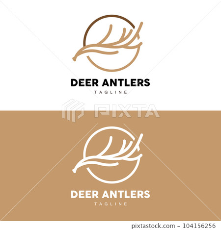 Deer Horn Logo, Animal Vector, Minimalist Simple Design, Illustration Symbol Icon 104156256