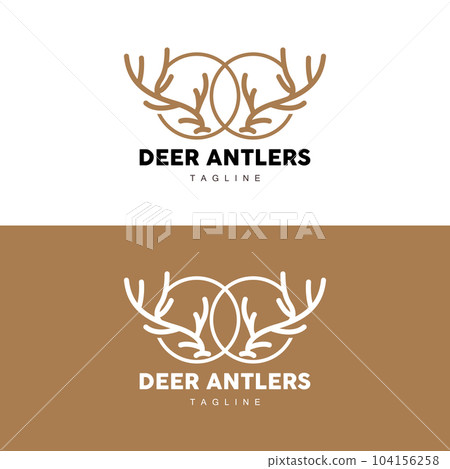 Deer Horn Logo, Animal Vector, Minimalist Simple Design, Illustration Symbol Icon 104156258