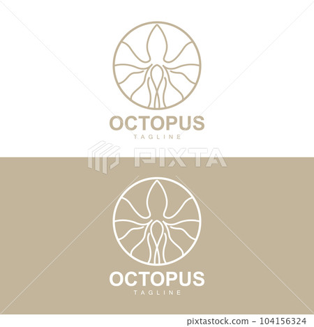Octopus Logo, Simple Line Design, Sea Animal Vector Japanese Seafood Ingredient, Icon Symbol Illustration Octopus Logo, Simple Line Design, Sea Animal Vector Japanese Seafood Ingredient, Icon Symbol Illustration 104156324