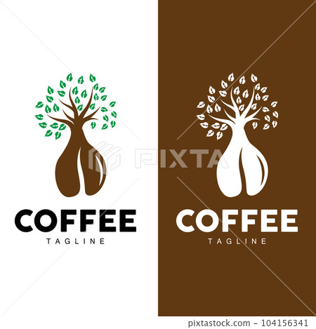 Coffee Logo, Coffee Tree Design, Cafe Drink Vector, Icon Brand Illustration Symbol 104156341