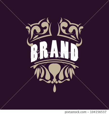 Decorative Typography Vintage Line Design, Vector Illustration, Luxury Label And Badge Ornament, Elegant Retro Style Ribbon 104156537