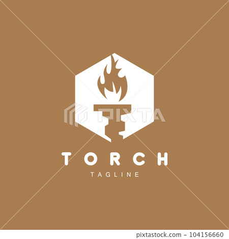 Torch Logo, Fire Design, Letter Logo, Product Brand Icon 104156660