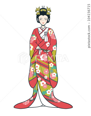 紅色 Uchikake,日本頭髮新娘(多彩) 紅色 Uchikake,日本頭髮新娘(多彩) 104156715