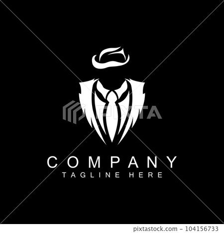Detective Man Logo Design, Mafia Detective Fashion Tuxedo And Hat Illustration Vector, BlackMan Businesman Icon Detective Man Logo Design, Mafia Detective Fashion Tuxedo And Hat Illustration Vector, BlackMan Businesman Icon 104156733