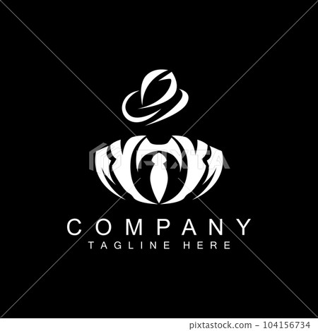 Detective Man Logo Design, Mafia Detective Fashion Tuxedo And Hat Illustration Vector, BlackMan Businesman Icon Detective Man Logo Design, Mafia Detective Fashion Tuxedo And Hat Illustration Vector, BlackMan Businesman Icon 104156734