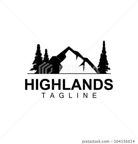Mountain Logo, Simple Silhouette Design, Nature Landscape Vector Icon, Illustration Template 104156814