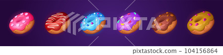 Vector donut cake set cartoon icon illustration 104156864