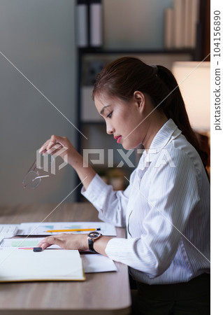 Accountant woman working on laptop and do document, tax, exchange, research, accounting and Financial advisor concept 104156890
