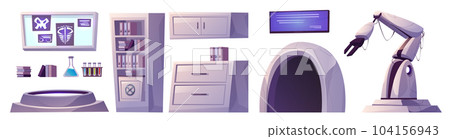 Cartoon set of modern medical laboratory equipment Cartoon set of modern medical laboratory equipment 104156943
