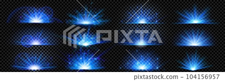 Blue explode glow shine, sun ray burst effect 104156957