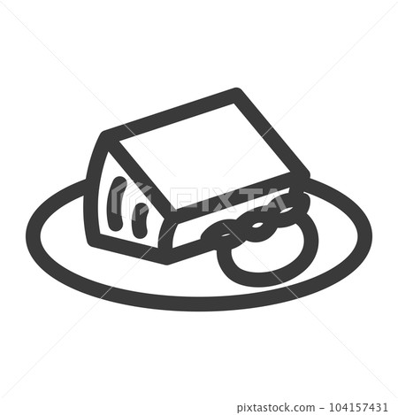 Mini-mini line drawing food and drink illustration Cut Baumkuchen 104157431