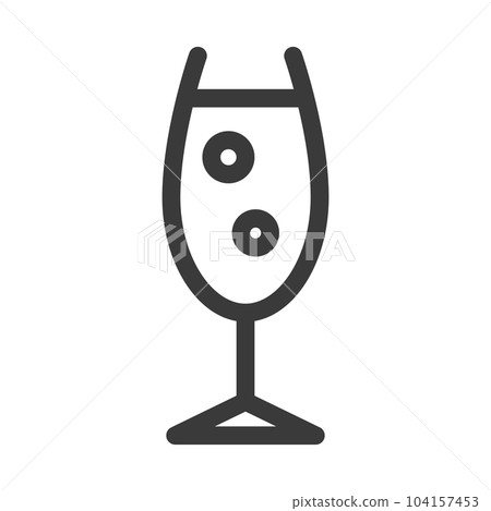 Mini-mini line drawing food illustration champagne glass 104157453