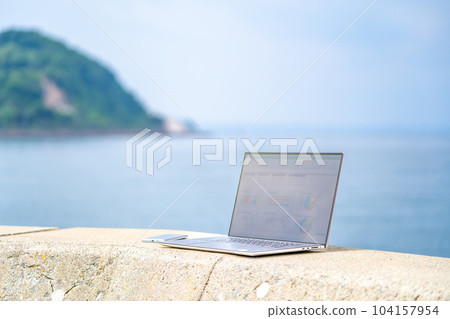 一邊看海一邊遠程辦公辦公室工作一般辦公室工作電子表格圖表比較每月海灘 一邊看海一邊遠程辦公辦公室工作一般辦公室工作電子表格圖表比較每月海灘 104157954
