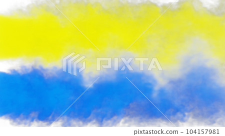 Puffs of blue and yellow smoke move from left to right on a white background. Ukrainian flag. 3d illustration. Puffs of blue and yellow smoke move from left to right on a white background. Ukrainian flag. 3d illustration. 104157981