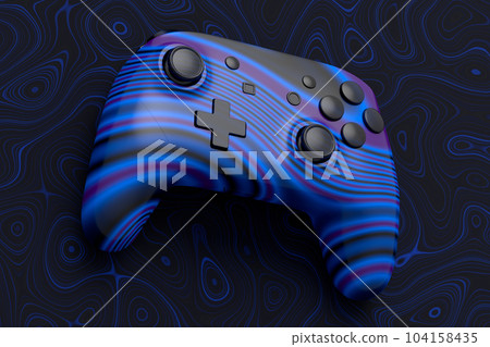 Realistic video game joystick with seamless wavy pattern on dark background Realistic video game joystick with seamless wavy pattern on dark background 104158435