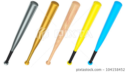 Set of professional softball or baseball bats isolated on white background. 104158452