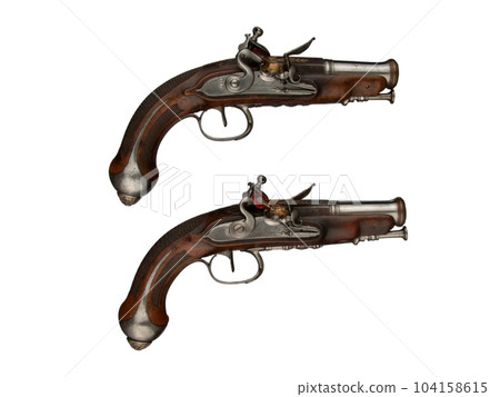 antique vintage handguns isolated background 104158615
