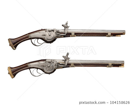 antique vintage handguns isolated background 104158626