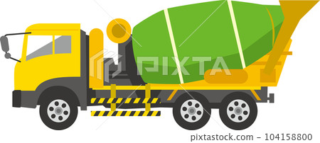 Image illustration of a yellow and green mixer truck 104158800