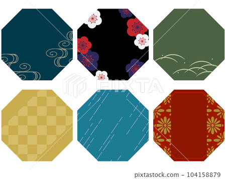 Japanese pattern octagonal frame 6 types set 104158879