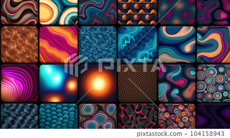 Multicolor drawings, abstraction patterns, for backgrounds, flayers, banners and social media 104158943