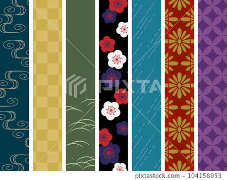 Set of 7 types of Japanese pattern obi 104158953