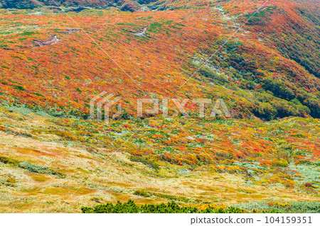 Mt. Kurikoma climbing in autumn (view from the summit) Mt. Kurikoma climbing in autumn (view from the summit) 104159351