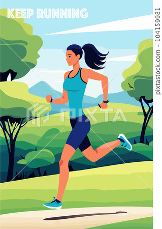 Young woman jogging. Active healthy lifestyle concept, running, city 104159981