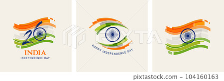 India Independence day, banner, poster and greeting card. 76 Year Anniversary Independence Day Logo 104160163